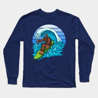 Bigfoot Surfing The Waves Long Sleeve T-Shirt